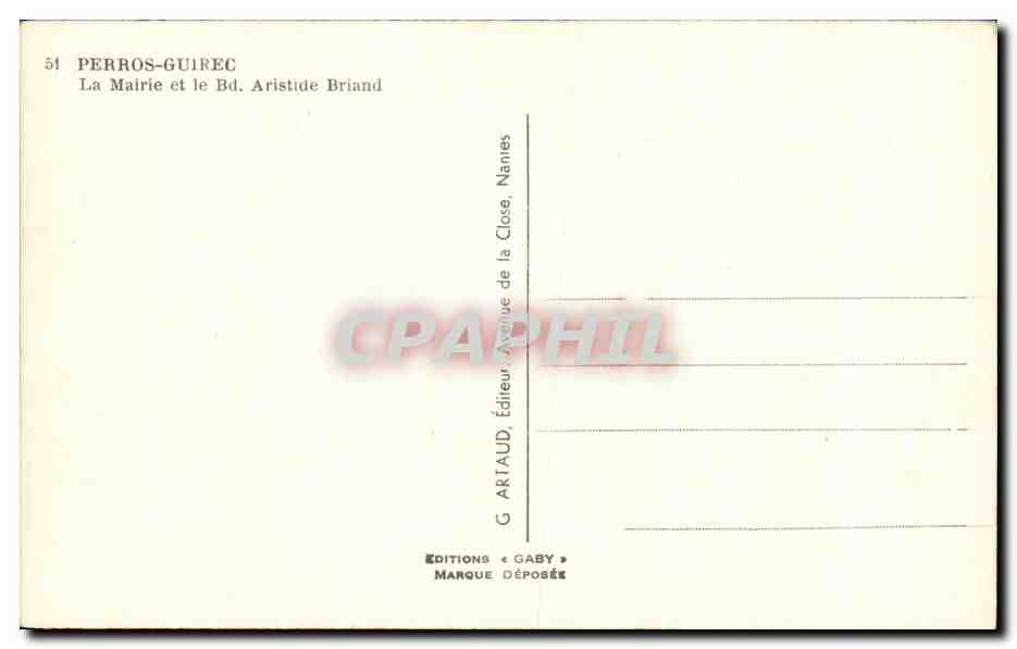 La Mairie et le Bd Aristide Briand — Nîmes — Éditions Gaby — Verso
