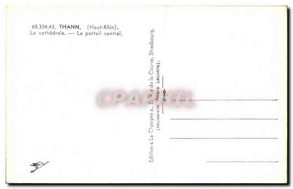 CPA Thann La Cathedrale Le Portail Central — Rückseite