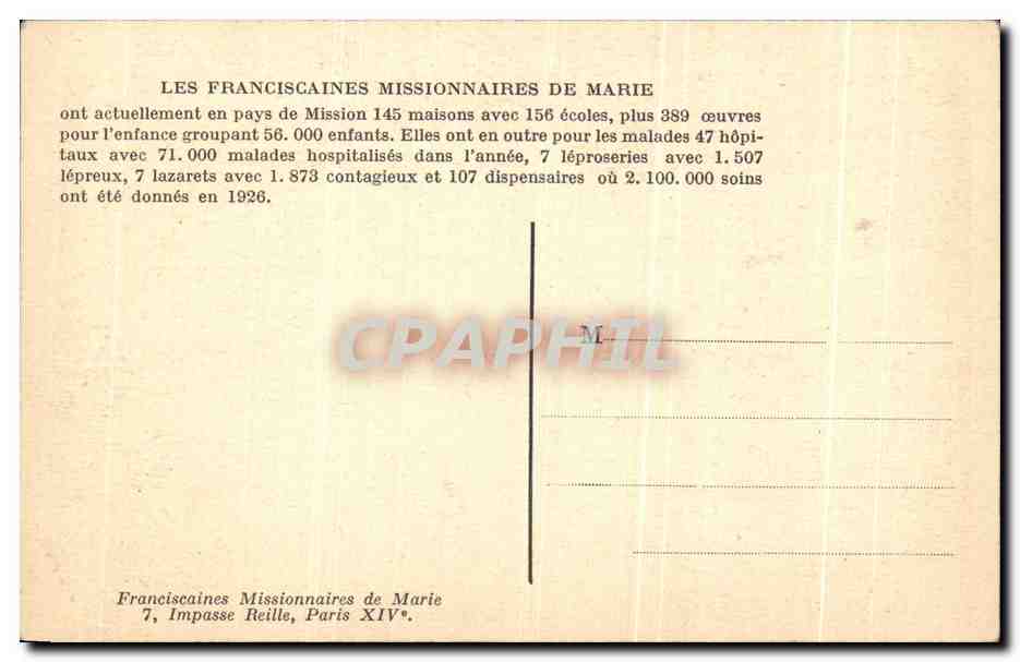 Les Franciscaines Missionnaires de Marie en mission — Ambohidratrimo (Madagascar) — Franciscaines Missionnaires de Marie, Paris XIV — Rückseite