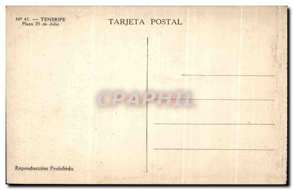 CPA Tenerife Plaza de Julio — Verso