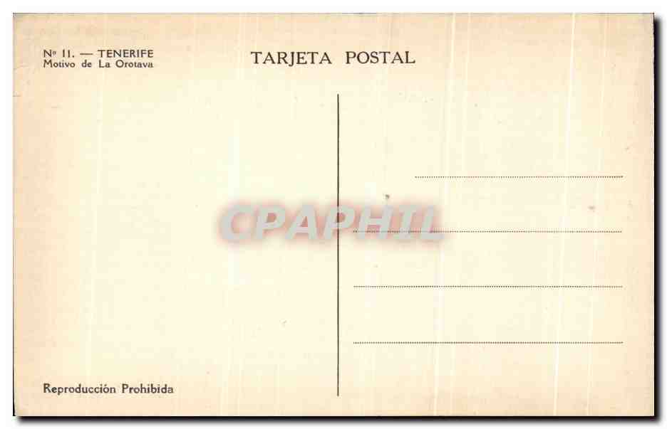 CPA Tenerife Motivo de la Orotava — Verso
