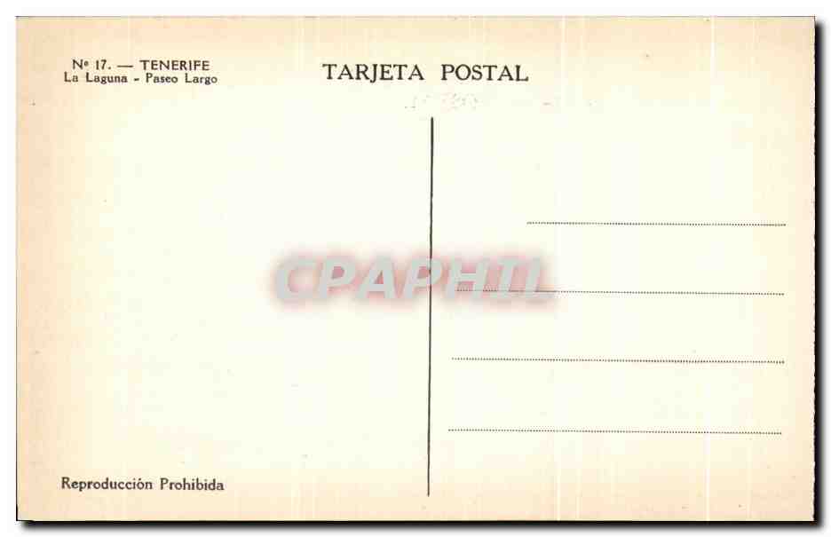 CPA Tenerife La Laguna Pasco Largo — Verso