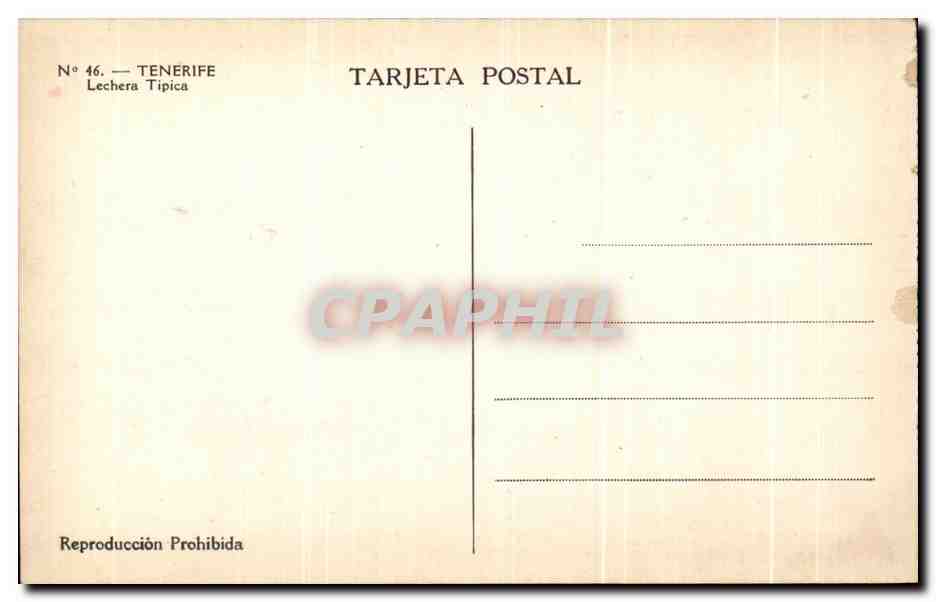 CPA Tenefire Lechera Tipica — Verso