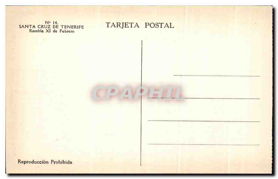 CPA Santa Cruz De Tenerife — Verso