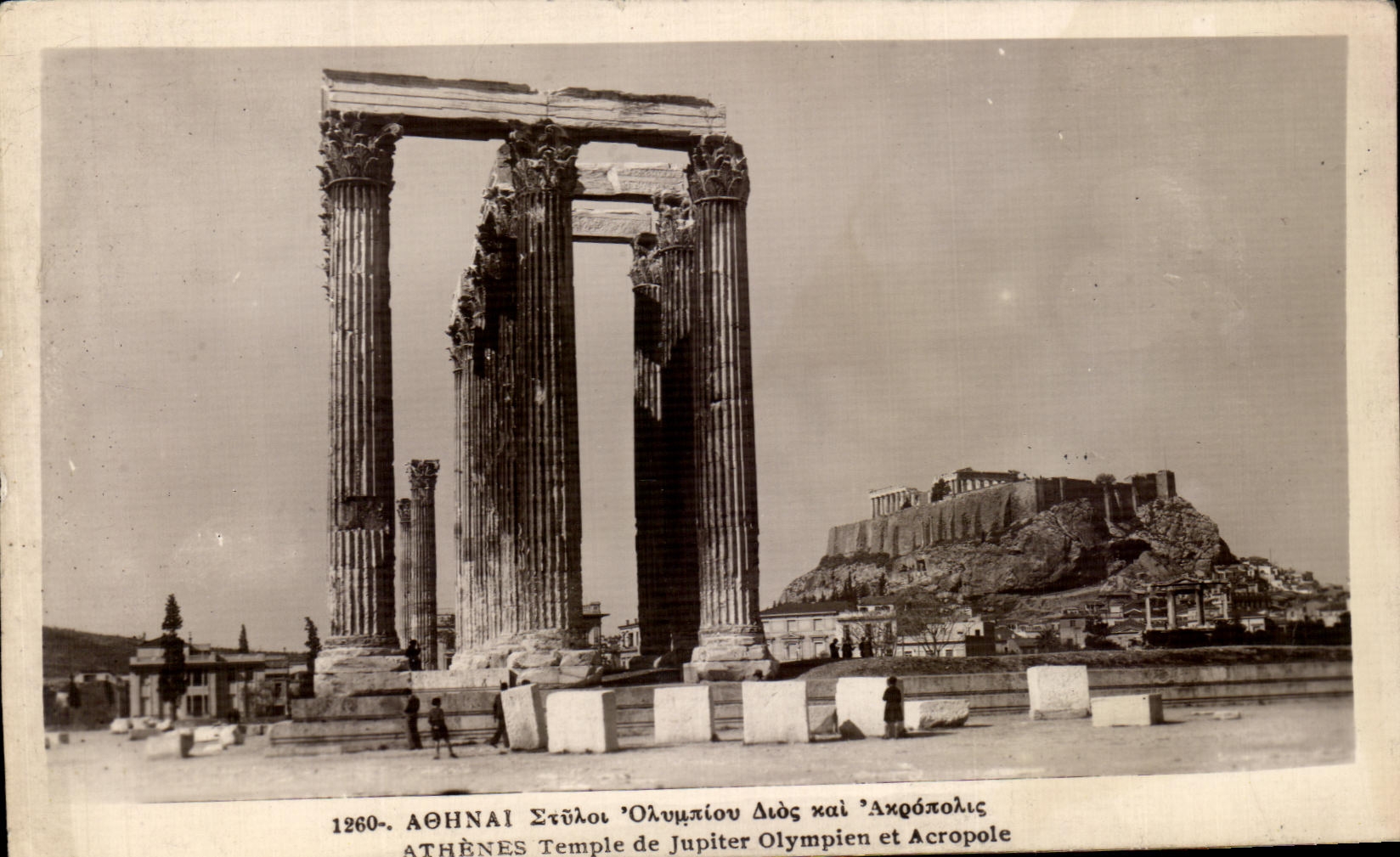 CPA Athenes Temple de Jupiter Olympien et Acropole Grece