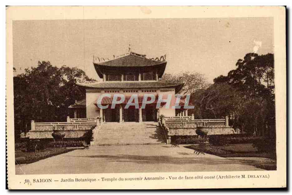 CPA Saigon Janlin Botanique Temple du souvenir Annamite Vue de face cote ouest Vietnam