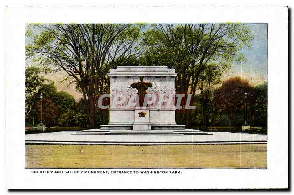 CPA Soldiers And Sailors Monument Entrance To Washington Park — Rückseite