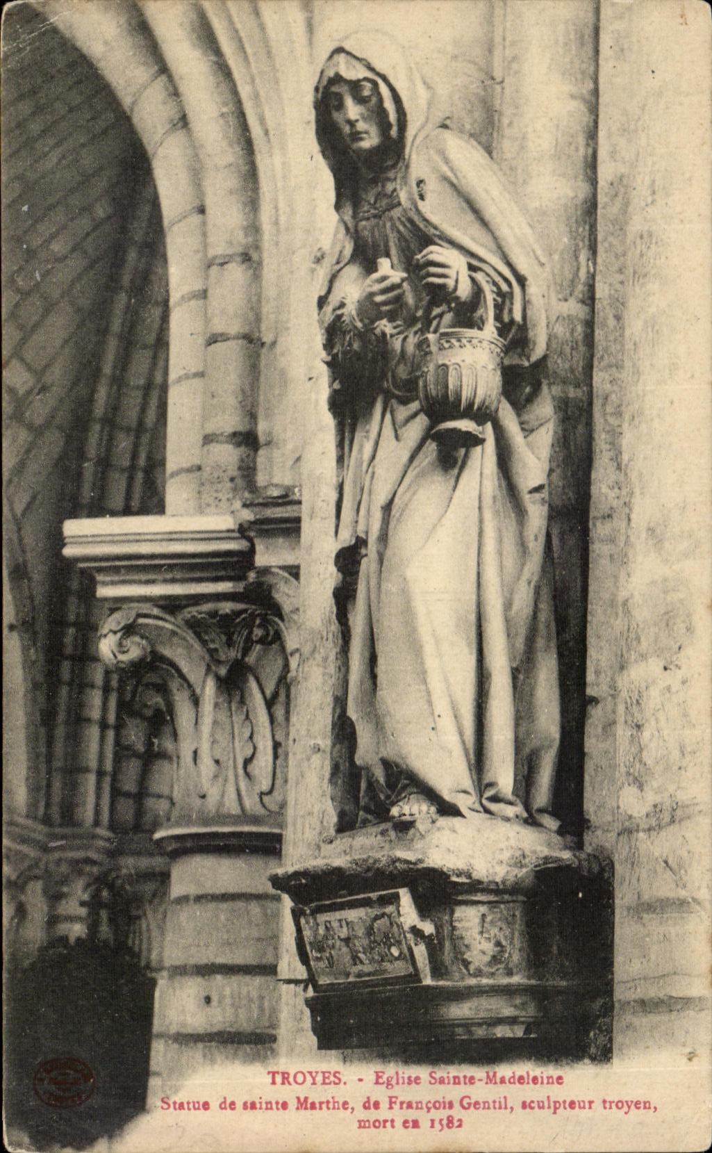 Statue de sainte Marthe — Église Sainte-Madeleine, Troyes — Sculpteur François Gentil, mort en 1582
