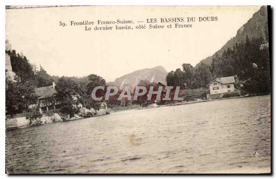 CPA Frontiere Franco Suisse Les Bassins Du Doubs Le dernier bassin cote Suisse et France