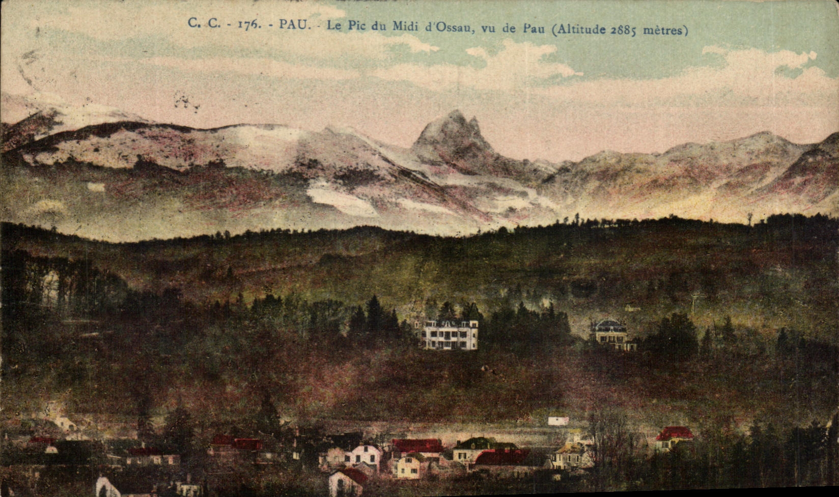 Le Pic du Midi d'Ossau, vu de Pau (Altitude 2885 mètres) — C. C. - 176 - PAU