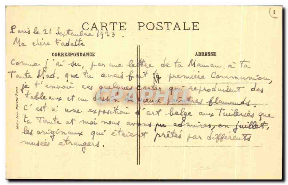 CPA Musee D'Anvers Sainte Marie Madeleine — Rückseite