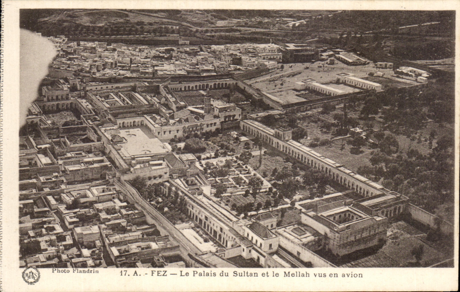 CPA Fez Le Palas Du Sultan Et Le Mellah Vus En Avion Maroc