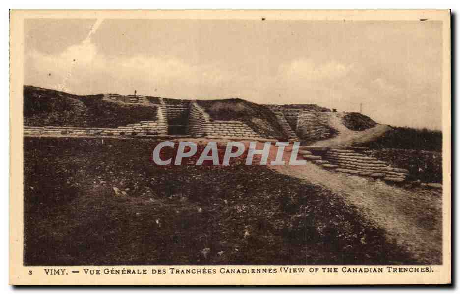 CPA Vimy vue Generale Des Tranchees Canadiennes Militaria