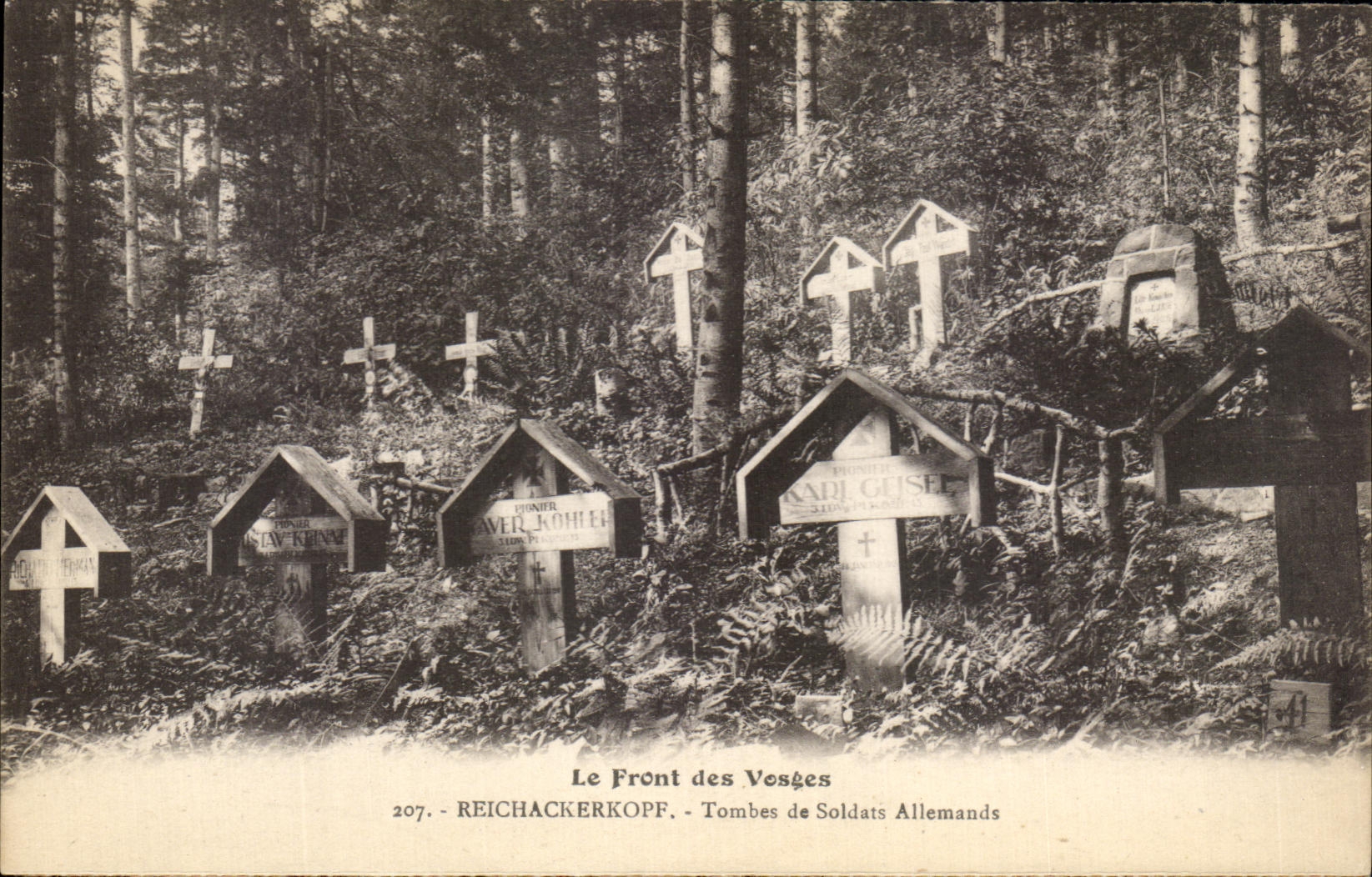 Reichackerkopf — Tombes de Soldats Allemands — Éditeur Ch. Bergeret, Strasbourg, n° 207