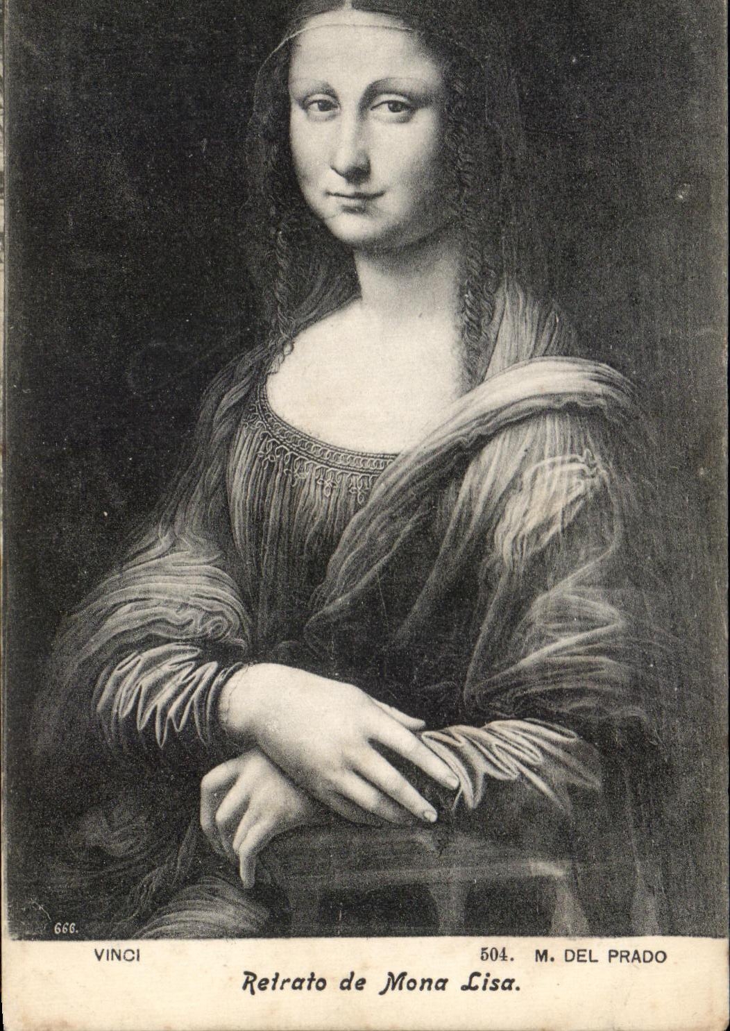CPA Reirato de Mona Lisa Leonard de Vinci Mona lisa del Prado