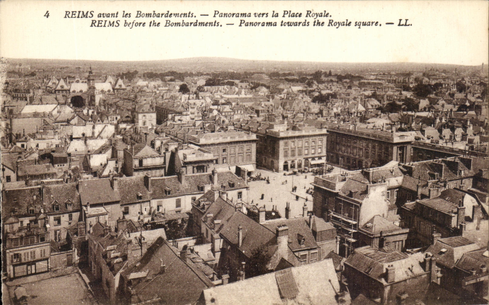 CPA Reims avant les Bombardements Panorama vers la Place Royale 
