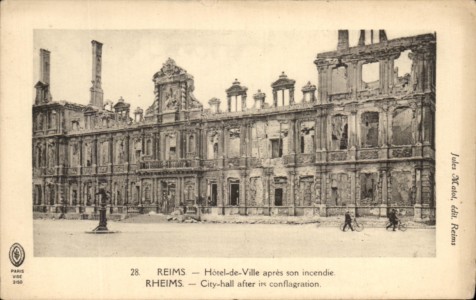 CPA Reims Hotel de Villeapres Son incendie Militaria