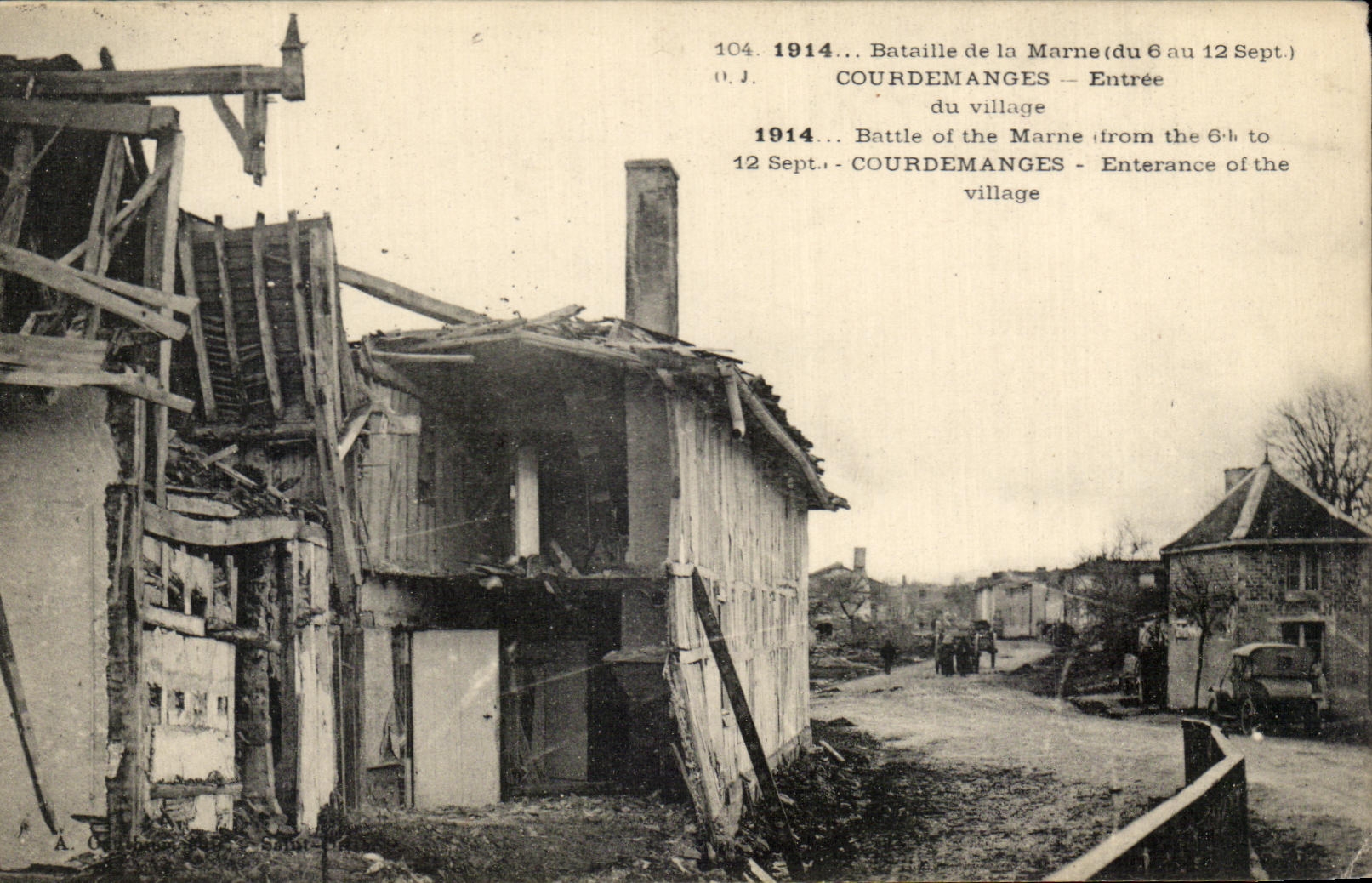 Courdemanges — Entrée du village — Bataille de la Marne (du 6 au 12 Sept. 1914) — O.J. n°104