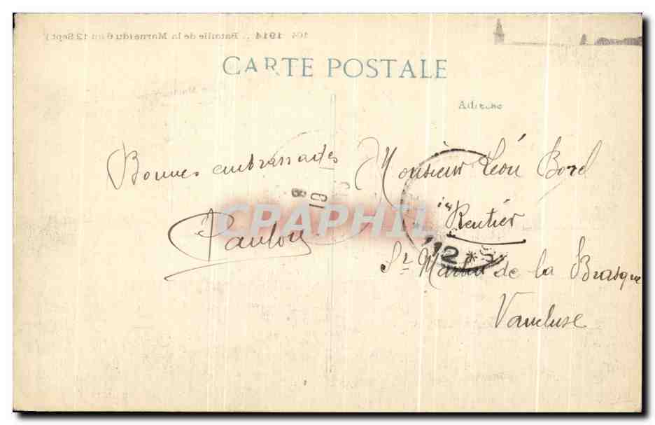 Courdemanges — Entrée du village — Bataille de la Marne (du 6 au 12 Sept. 1914) — O.J. n°104 — Reverso