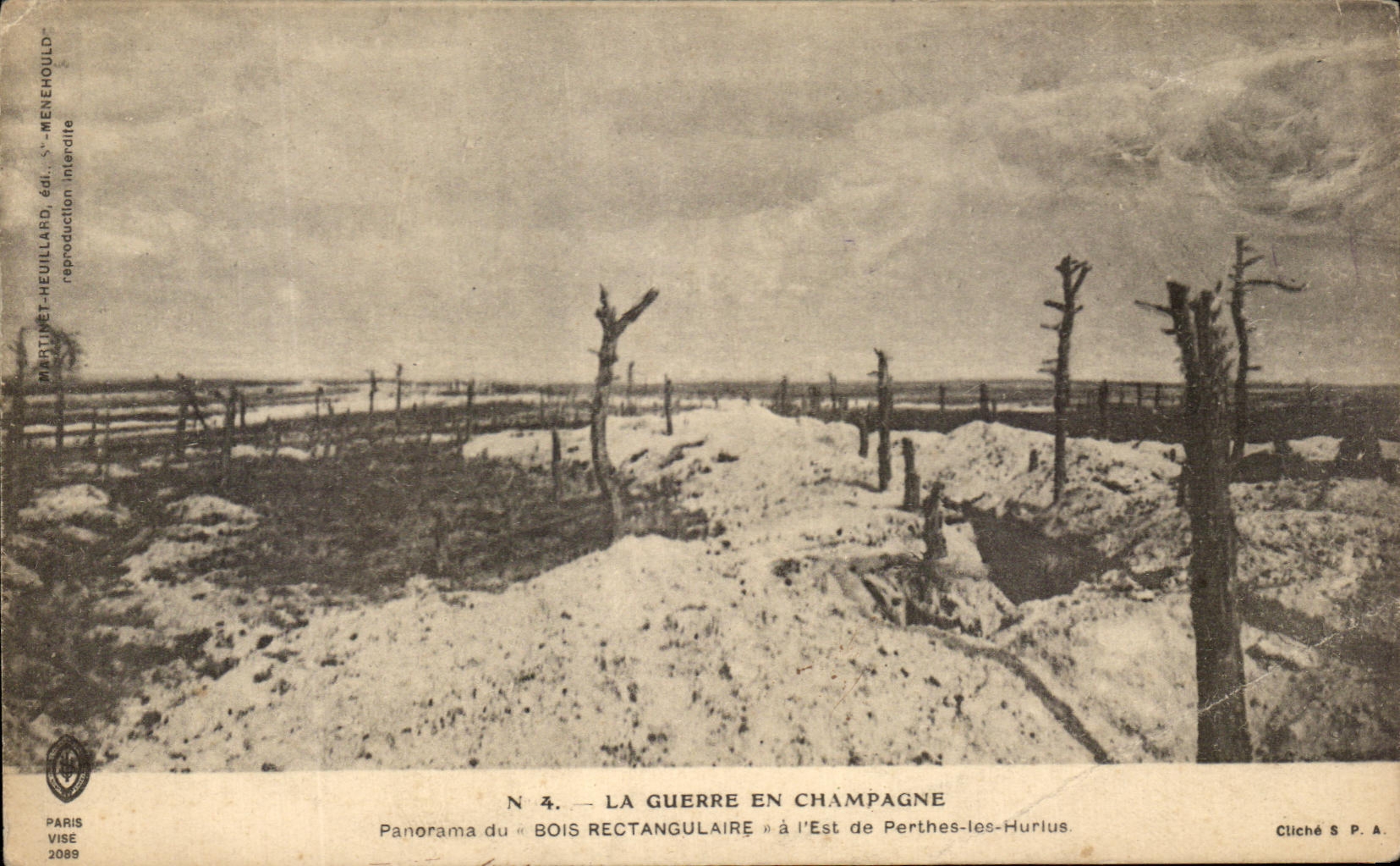 CPA La Guerre En Champagne Panorama Bois Rectangulaire a L'Est de Perthese les Hurlus Militaria