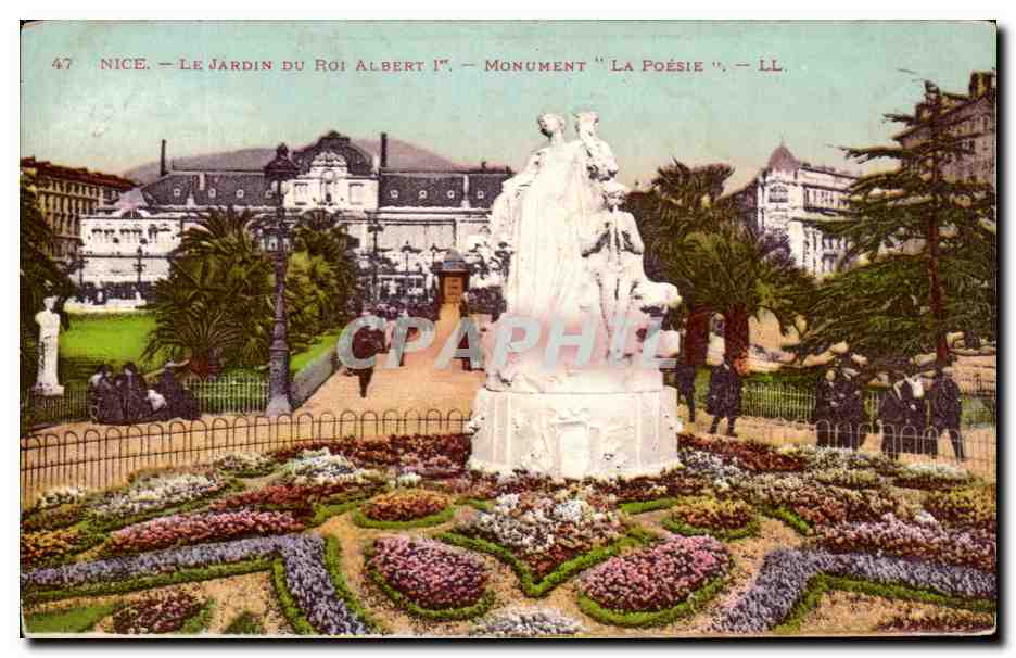 CPA Nice Le Jardins Du Roi Albert Monument La Poesie