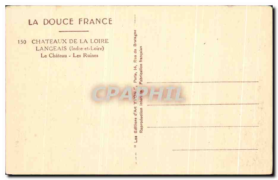 CPA Chateaux De La Loire Langeais Le Chateau Les Ruines — Rückseite