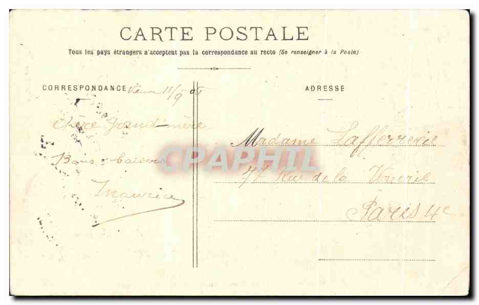 CPA Vienne Chapelle et Tour de N D de Pipet  — Rückseite
