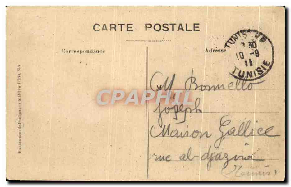 CPA Nice Jardins des Palmiers et le Casino — Rückseite
