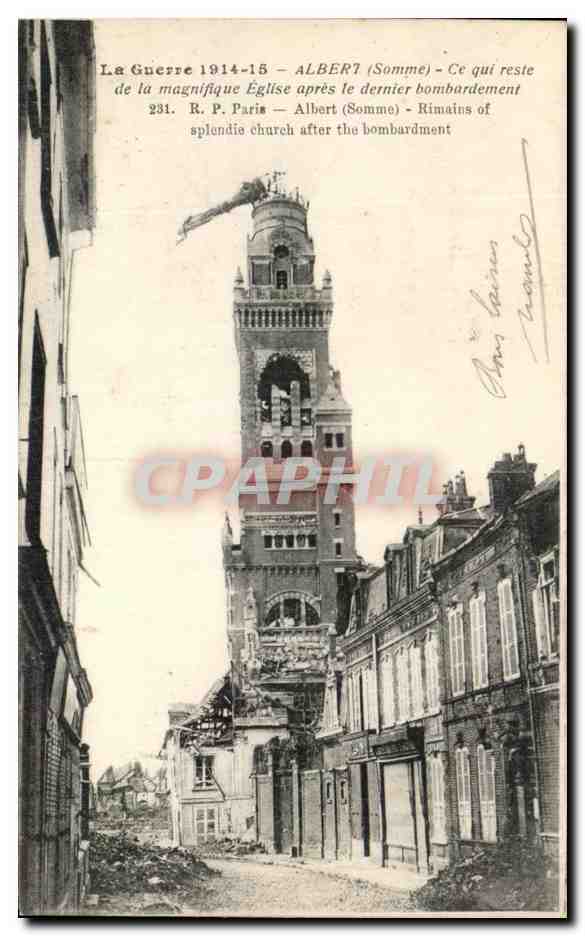 CPA Albert Ce Qui Reste de la Magnifique Eglise apres le dernier bombardement Militaria