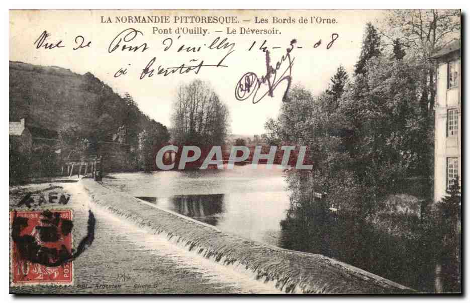 Les Bords de l'Orne — Pont d'Ouilly — Le Déversoir — Éditeur : Guéne. N° de série : 14