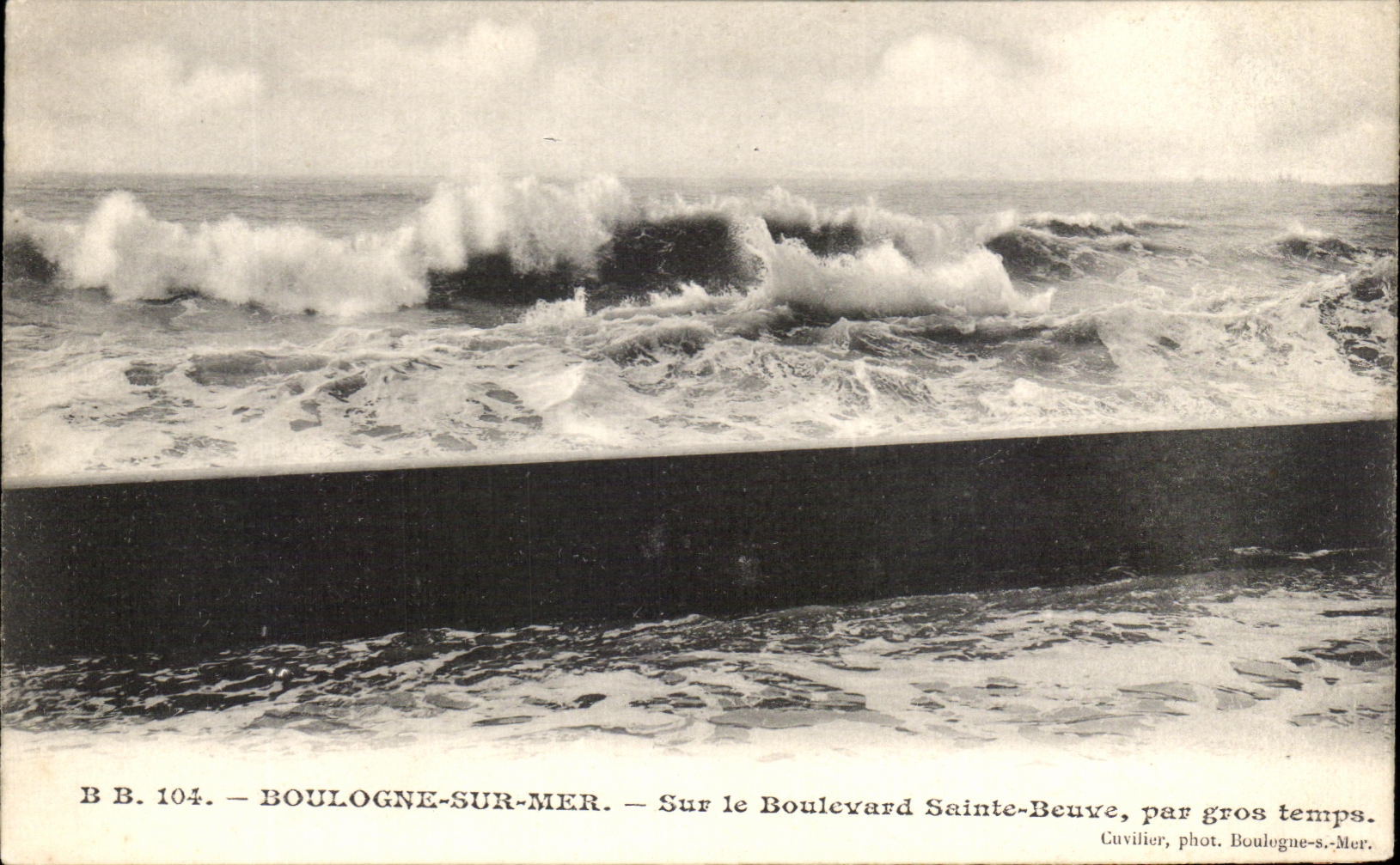 Boulogne-sur-Mer — En el Boulevard Sainte-Beuve, en tiempo malo — Cuvilier, fot. Boulogne-s.-Mer, n° B.B. 104