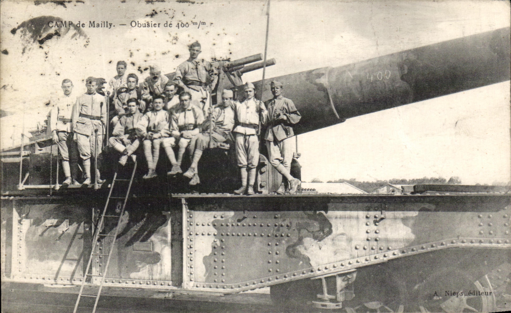 CPA Camp De Mailly Obusier De 400 mm Militaria 