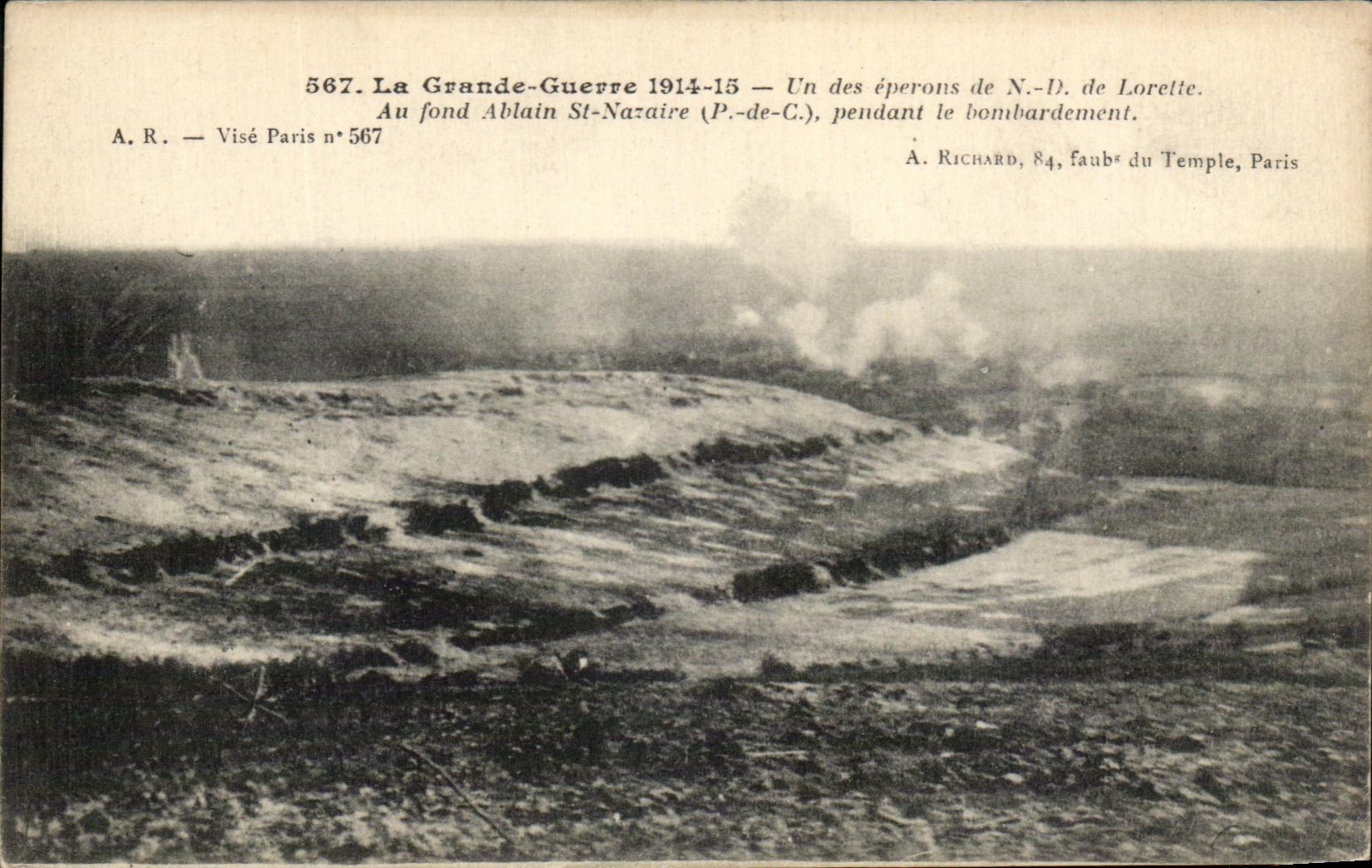 L'Éperon de N.-D. de Lorette — bombardement — A. R. — Visé Paris n°567