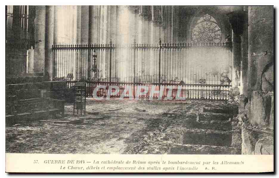 CPA Guerre De 1914 La Cathedrale De Reims Apres Le Bombardement Par Les Allemands Militaria
