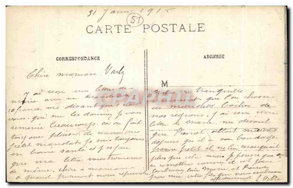 CPA La Guerre Reims Vue Prise De La Rue Du Cloitre Militaria — Verso