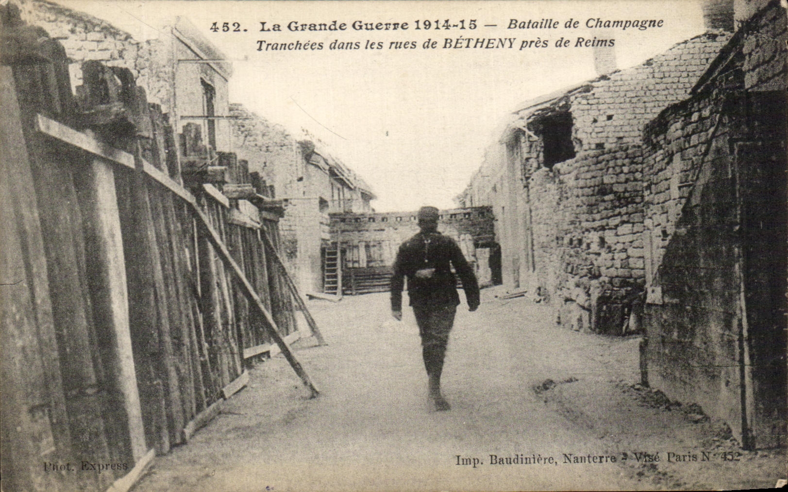 Bétheny — Tranchées dans les rues de Bétheny près de Reims — Imp. Baudinière, Nanterre