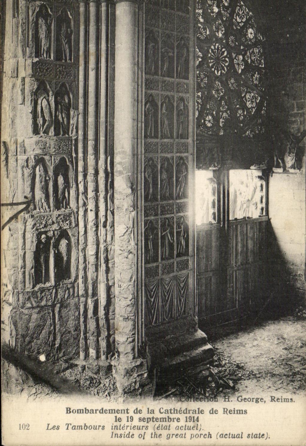 CPA Bombardement De La Cathedrale De Reims Les Tambours Interieurs Militaria