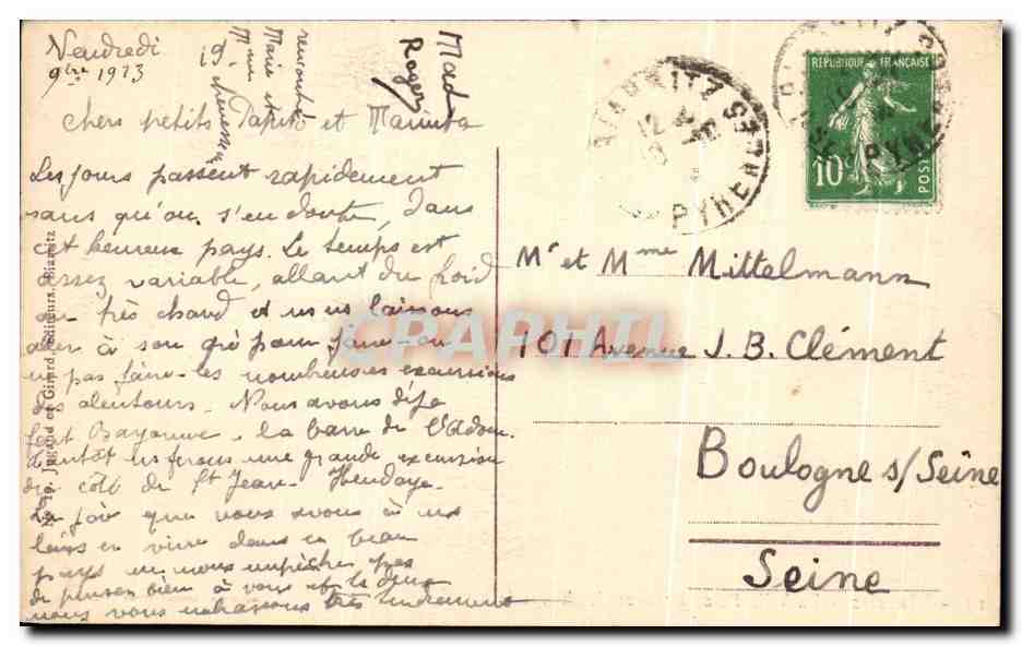 CPA Biarritz la Villa Belza a travers les Tamaris — Verso