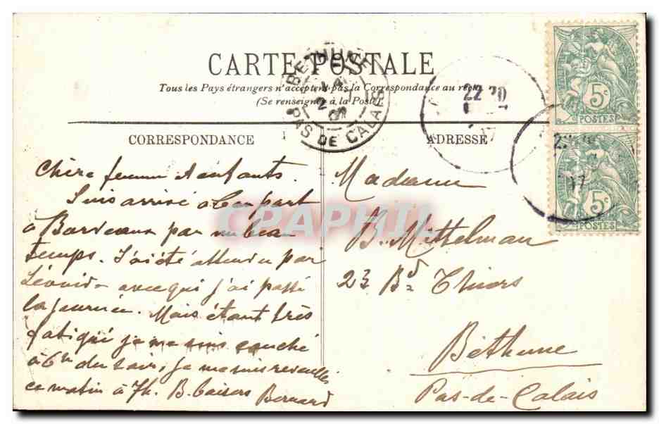 CPA Bordeaux Le Gloraia Victis de Mercie  — Verso