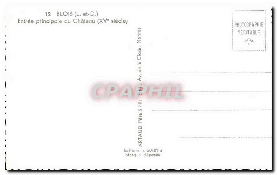 CPA Blois Entree Principale du Chateau  — Rückseite