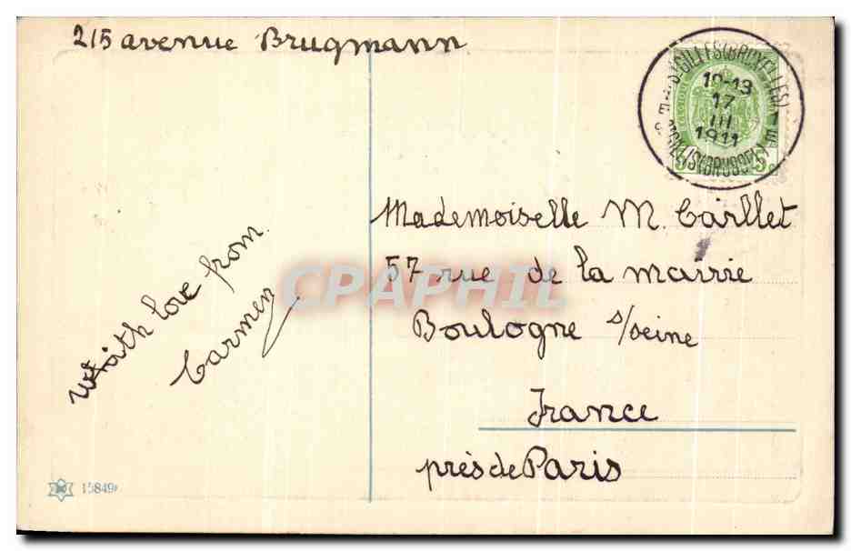CPA Fantaisie Femme au chapeau — Verso