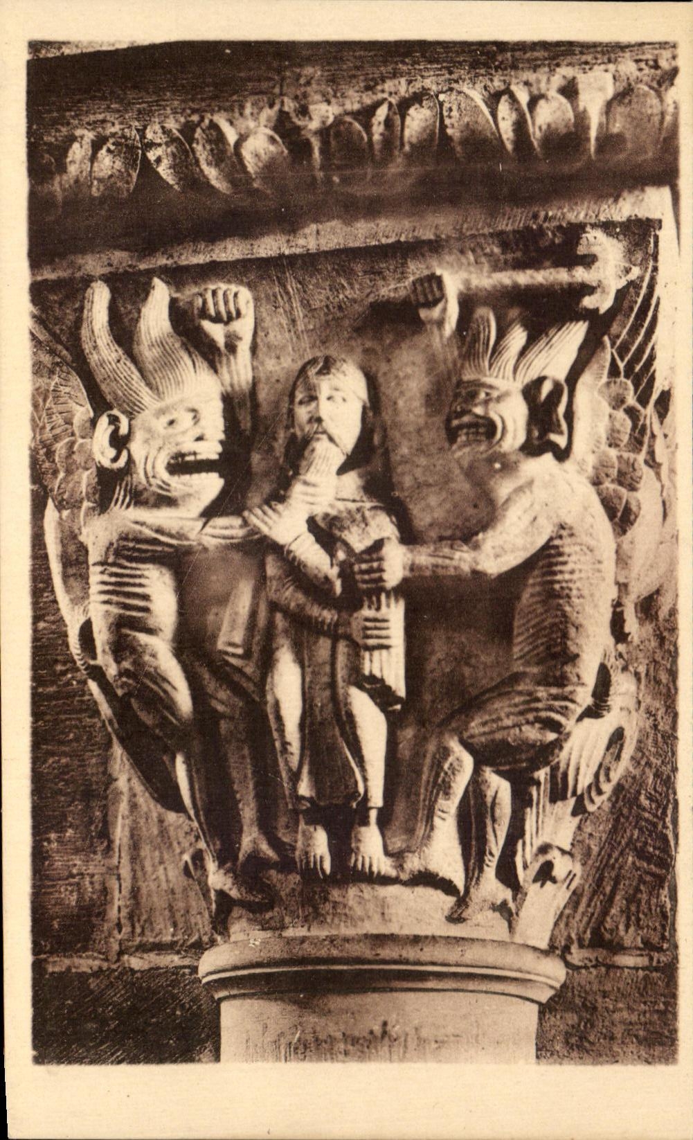 Chapiteau du huitième pilier de la nef — Vézelay — Éditeur : Lévy et Securenin, Paris