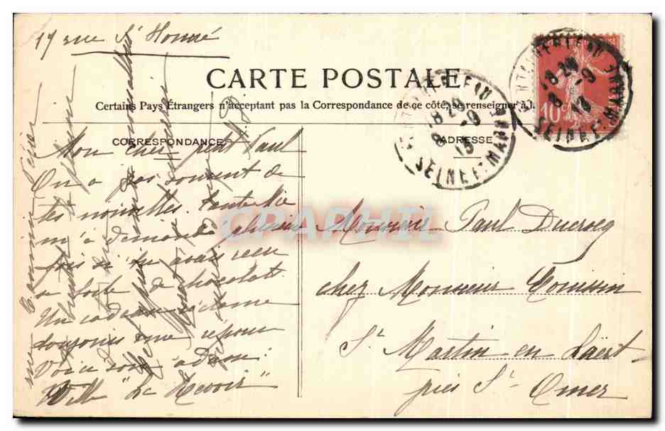 Palacio de Fontainebleau — Gabinete de Abdicación — editor T. F. n°40 — Reverso