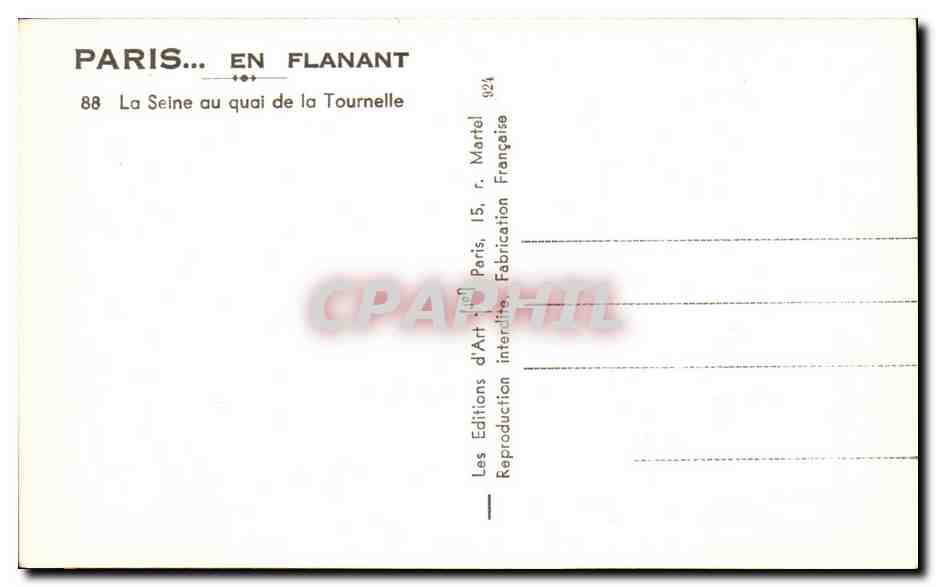 CPA Paris En Flanant La Seine au Quai de la Tournelle Notre Dame — Verso