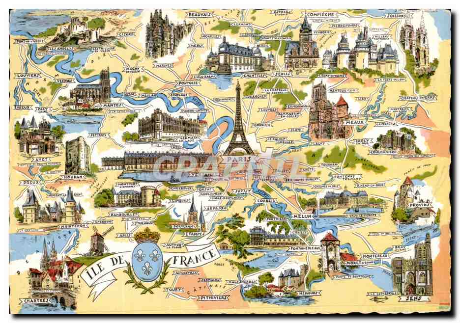 Île-de-France — carte postale illustrée — Éditions GA8Y