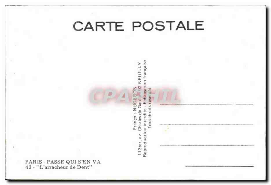 REPRO Paris Passe Qui S'En Va L'arracheur de Dent — Rückseite