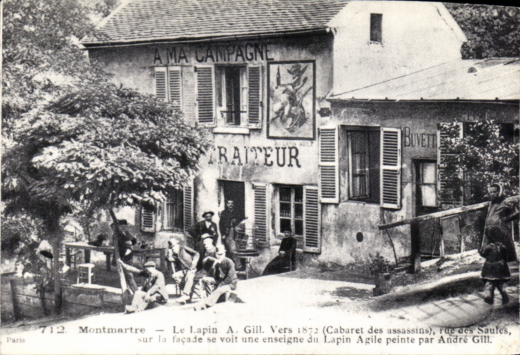 REPRO Paris Montmartre Le Lapin a Gill Vers 1871 cabaret des assassins Rue des Saules 