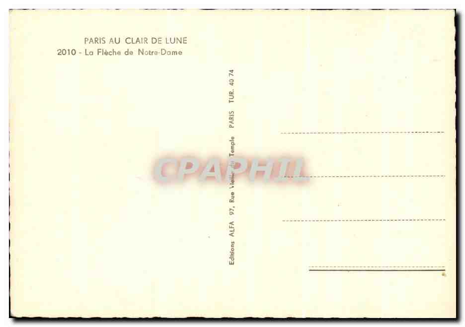 CPA Paris Au Clair De Lune La Fleche de Notre Dame — Verso