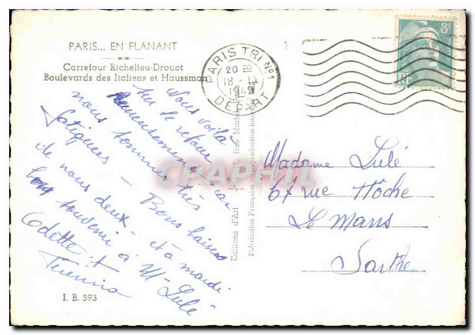 CPA Paris En Flanant Carrefour Richelleu Drouot Boulevards des Italiens et Haussman — Rückseite