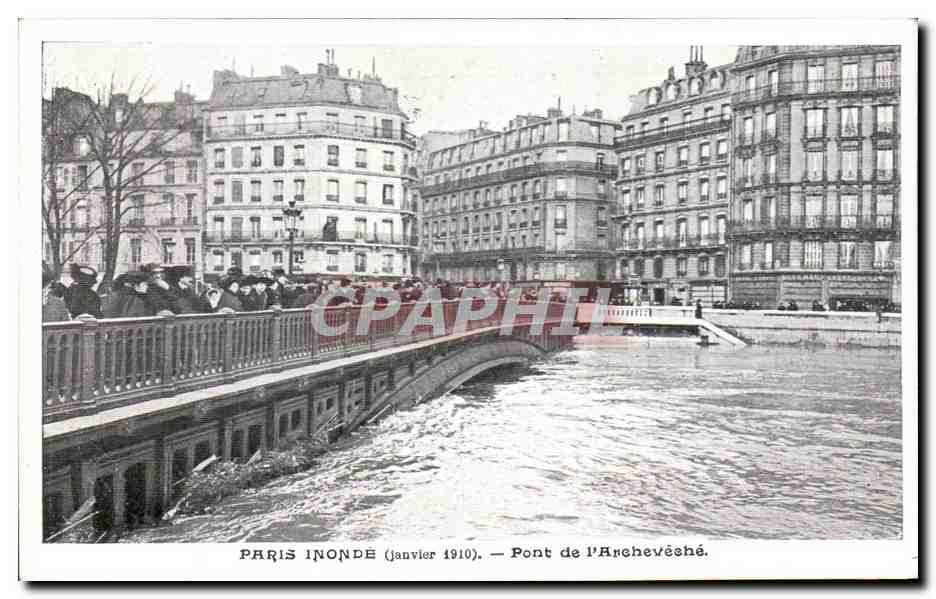 CPA Paris Innonde Pont de l'Archeveche